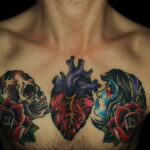 Фото тату сердце на груди 04.02.2021 №0082 - heart tattoo on chest - tatufoto.com