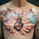 Фото тату сердце на груди 04.02.2021 №0092 - heart tattoo on chest - tatufoto.com
