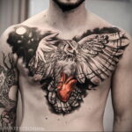 Фото тату сердце на груди 04.02.2021 №0093 - heart tattoo on chest - tatufoto.com