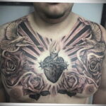 Фото тату сердце на груди 04.02.2021 №0099 - heart tattoo on chest - tatufoto.com