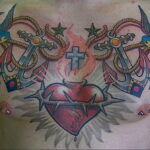 Фото тату сердце на груди 04.02.2021 №0103 - heart tattoo on chest - tatufoto.com