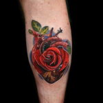 Фото тату сердце на ноге 04.02.2021 №0007 - heart tattoo on leg - tatufoto.com