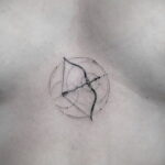 Фото тату стрелец на груди 02.02.2021 №0004 - Sagittarius chest tattoo - tatufoto.com