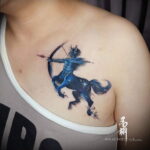 Фото тату стрелец на груди 02.02.2021 №0007 - Sagittarius chest tattoo - tatufoto.com