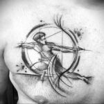 Фото тату стрелец на груди 02.02.2021 №0009 - Sagittarius chest tattoo - tatufoto.com