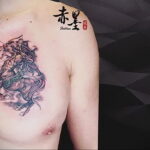 Фото тату стрелец на груди 02.02.2021 №0012 - Sagittarius chest tattoo - tatufoto.com