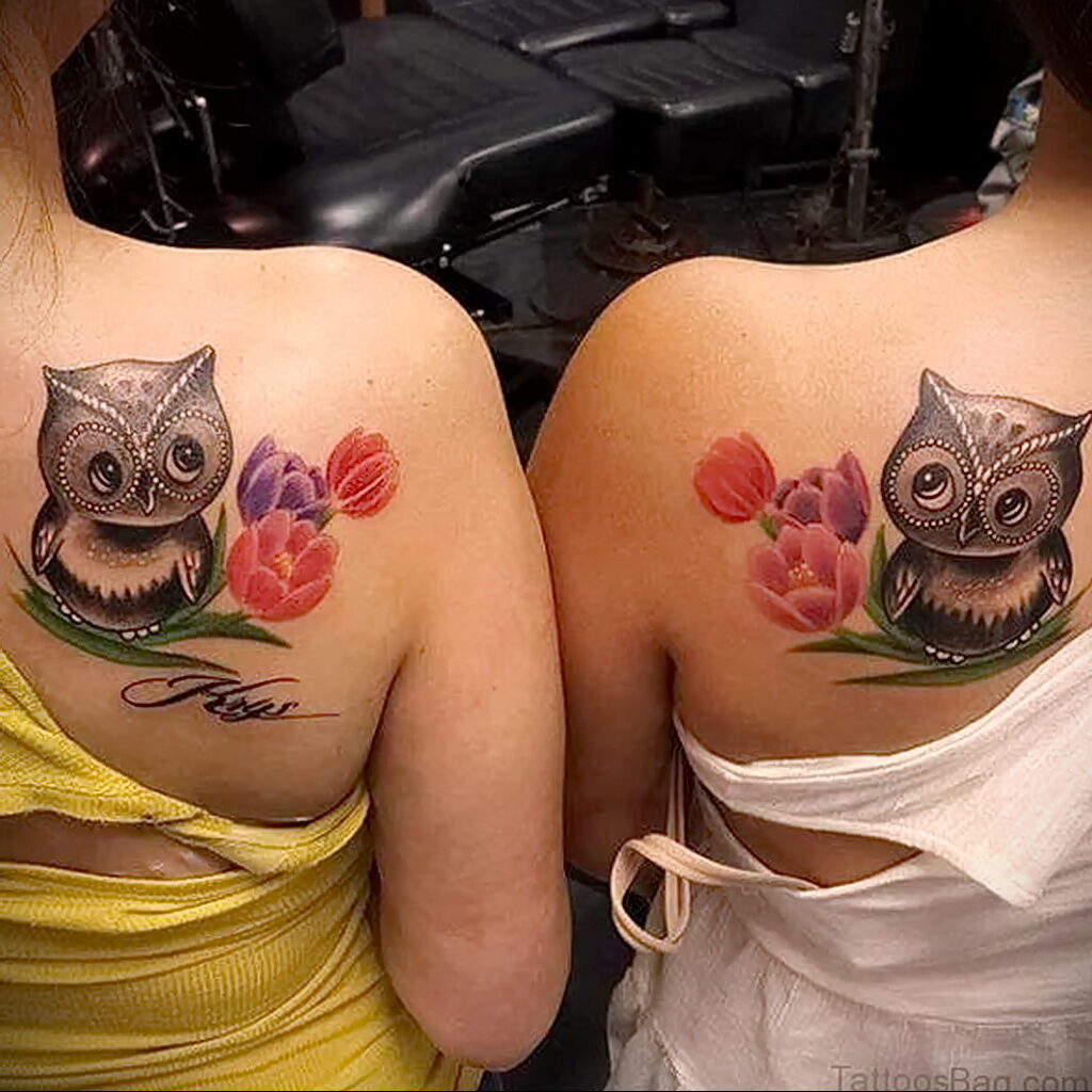 женский рисунок татуировки с совой 15.02.2021 №0028 - owl tattoo for girls - tatufoto.com