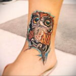 маленькая тату с совой на фото 15.02.2021 №0027 - little owl tattoo- tatufoto.com