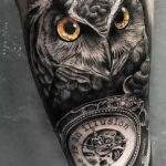мужской рисунок тату с совой пример 15.02.2021 №0018 - owl tattoo men - tatufoto.com