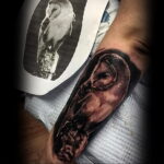 мужской рисунок тату с совой пример 15.02.2021 №0019 - owl tattoo men - tatufoto.com
