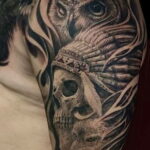 мужской рисунок тату с совой пример 15.02.2021 №0043 - owl tattoo men - tatufoto.com