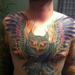 мужской рисунок тату с совой пример 15.02.2021 №0072 - owl tattoo men - tatufoto.com