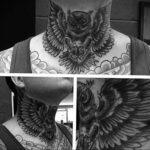 мужской рисунок тату с совой пример 15.02.2021 №0097 - owl tattoo men - tatufoto.com