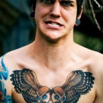 мужской рисунок тату с совой пример 15.02.2021 №0113 - owl tattoo men - tatufoto.com