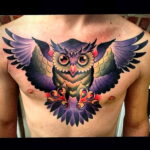 пример рисунка тату сова на груди 15.02.2021 №0001 - owl tattoo on chest - tatufoto.com