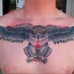 пример рисунка тату сова на груди 15.02.2021 №0055 - owl tattoo on chest - tatufoto.com