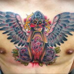 пример рисунка тату сова на груди 15.02.2021 №0057 - owl tattoo on chest - tatufoto.com