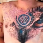 пример рисунка тату сова на груди 15.02.2021 №0061 - owl tattoo on chest - tatufoto.com