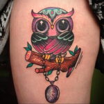 пример рисунка тату сова на ноге 15.02.2021 №0037 - owl tattoo on leg - tatufoto.com
