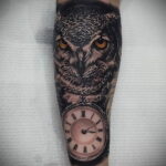 пример рисунка тату сова на руке 15.02.2021 №0028 - owl tattoo on arm - tatufoto.com