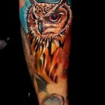 пример рисунка тату сова на руке 15.02.2021 №0057 - owl tattoo on arm - tatufoto.com