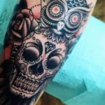 пример рисунка тату сова на руке 15.02.2021 №0070 - owl tattoo on arm - tatufoto.com