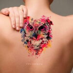 пример рисунка тату сова на спине 15.02.2021 №0011 - owl tattoo on back - tatufoto.com