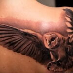 пример рисунка тату сова на спине 15.02.2021 №0027 - owl tattoo on back - tatufoto.com