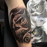 пример рисунка тату сова реализм 15.02.2021 №0030 - owl tattoo realism - tatufoto.com