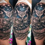 пример рисунка тату сова реализм 15.02.2021 №0067 - owl tattoo realism - tatufoto.com