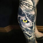 пример рисунка тату сова реализм 15.02.2021 №0068 - owl tattoo realism - tatufoto.com