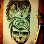 пример рисунка тату сова реализм 15.02.2021 №0090 - owl tattoo realism - tatufoto.com