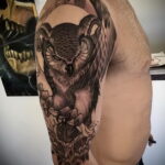 пример рисунка тату сова реализм 15.02.2021 №0142 - owl tattoo realism - tatufoto.com