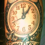 рисунок татуировки сова и часы 15.02.2021 №0010 - owl and clock tattoo- tatufoto.com