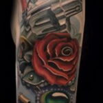 тату револьвер и роза 16.02.2021 №0042 - tattoo rose revolver - tatufoto.com
