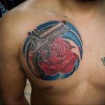 тату револьвер и роза 16.02.2021 №0048 - tattoo rose revolver - tatufoto.com