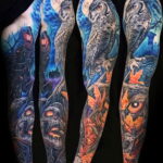тату рукав с совой пример 15.02.2021 №0009 - owl sleeve tattoo - tatufoto.com