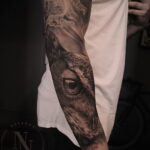 тату рукав с совой пример 15.02.2021 №0014 - owl sleeve tattoo - tatufoto.com