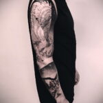 тату рукав с совой пример 15.02.2021 №0016 - owl sleeve tattoo - tatufoto.com