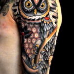 тату рукав с совой пример 15.02.2021 №0017 - owl sleeve tattoo - tatufoto.com