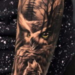 тату с черной совой на фото 15.02.2021 №0002 - black owl tattoo- tatufoto.com