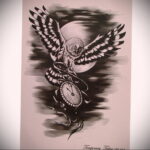 тату с черной совой на фото 15.02.2021 №0060 - black owl tattoo- tatufoto.com