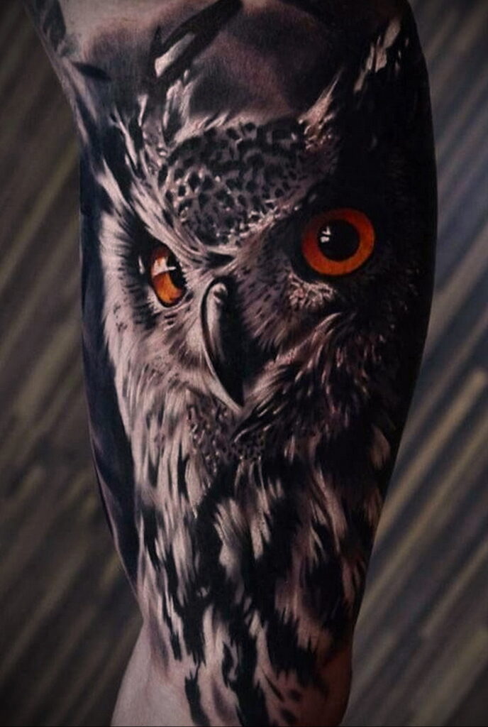 тату с черной совой на фото 15.02.2021 №0063 - black owl tattoo- tatufoto.com