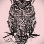 тату с черной совой на фото 15.02.2021 №0074 - black owl tattoo- tatufoto.com