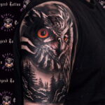 тату с черной совой на фото 15.02.2021 №0088 - black owl tattoo- tatufoto.com