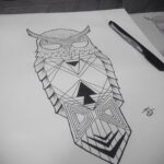 тату сова геометрия 15.02.2021 №0001 - owl tattoo geometr - tatufoto.com