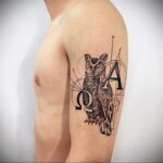 тату сова геометрия 15.02.2021 №0017 - owl tattoo geometr - tatufoto.com
