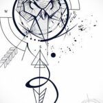 тату сова геометрия 15.02.2021 №0027 - owl tattoo geometr - tatufoto.com