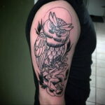 тату сова геометрия 15.02.2021 №0038 - owl tattoo geometr - tatufoto.com