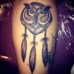 тату сова и ловец снов 15.02.2021 №0026 - owl and dreamcatcher tattoo - tatufoto.com